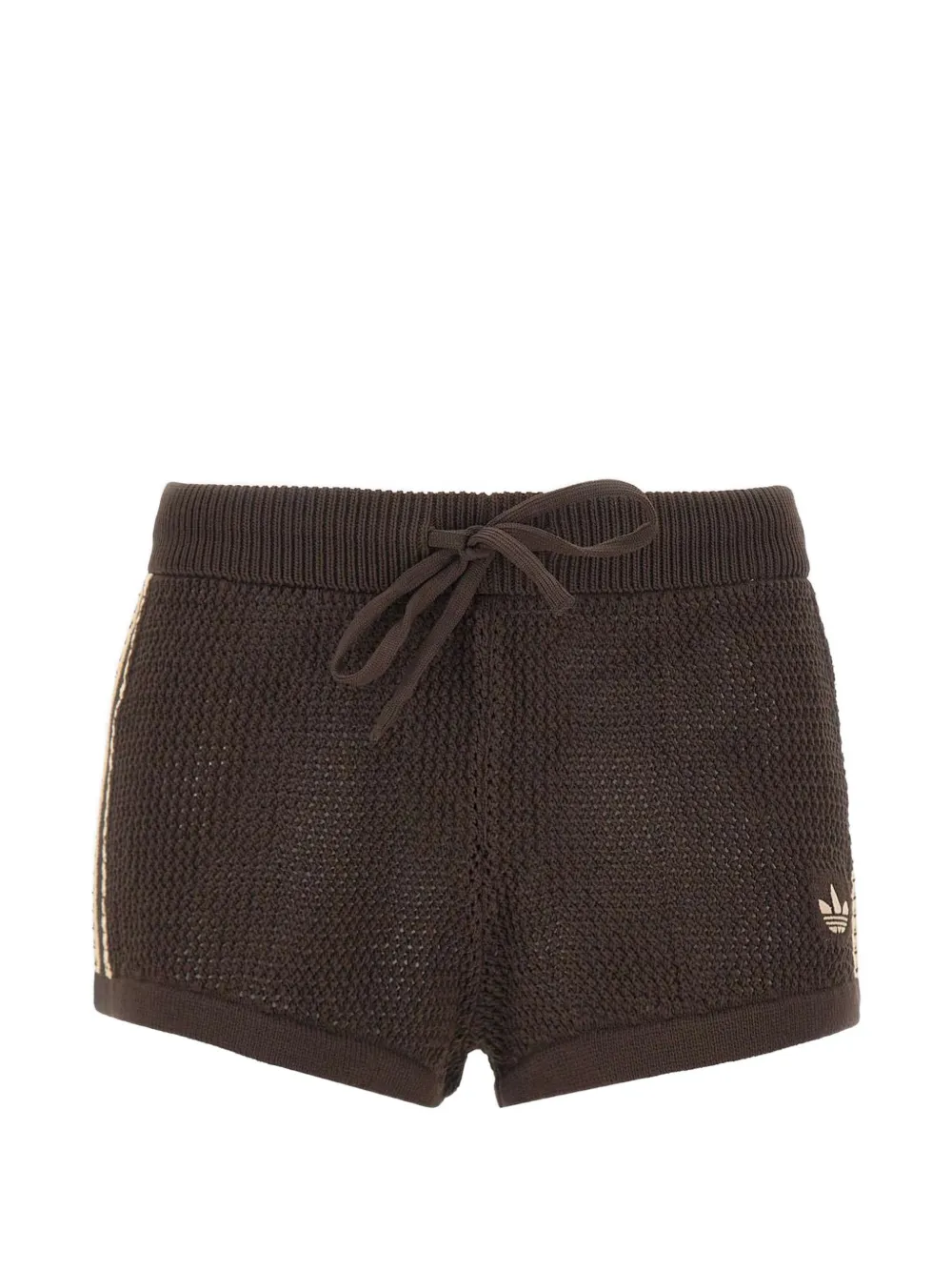 adidas crochet-knit side-stripe shorts - Marrone
