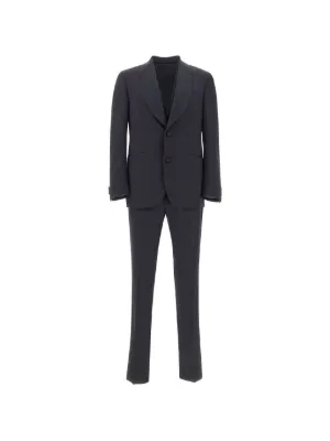 Emporio Armani peaked-lapel satin-trimmed Suit | Purple | FARFETCH