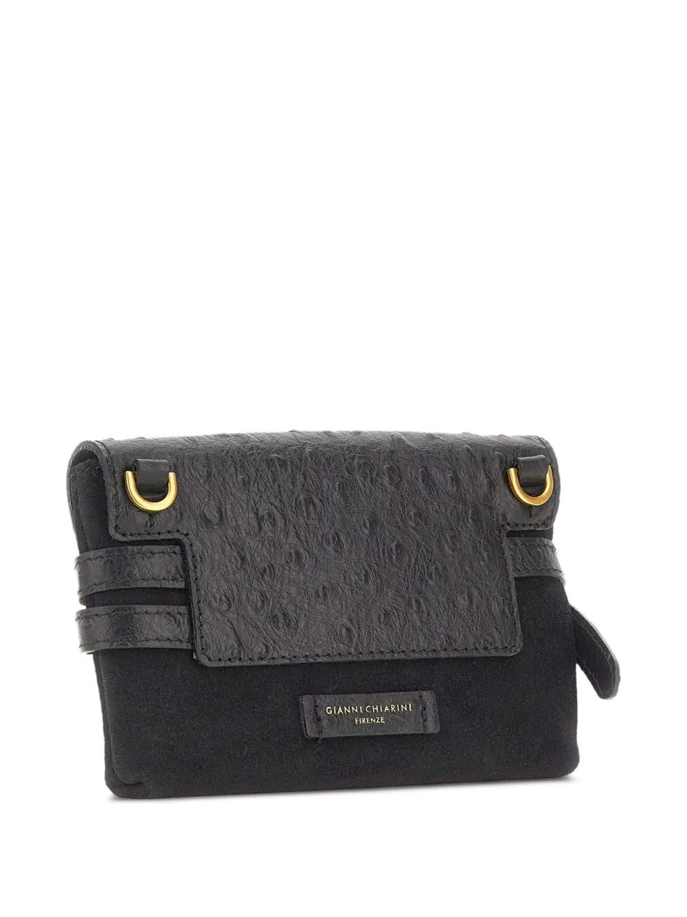 GIANNI CHIARINI Belty mini-tas met struisvogel-effect Zwart