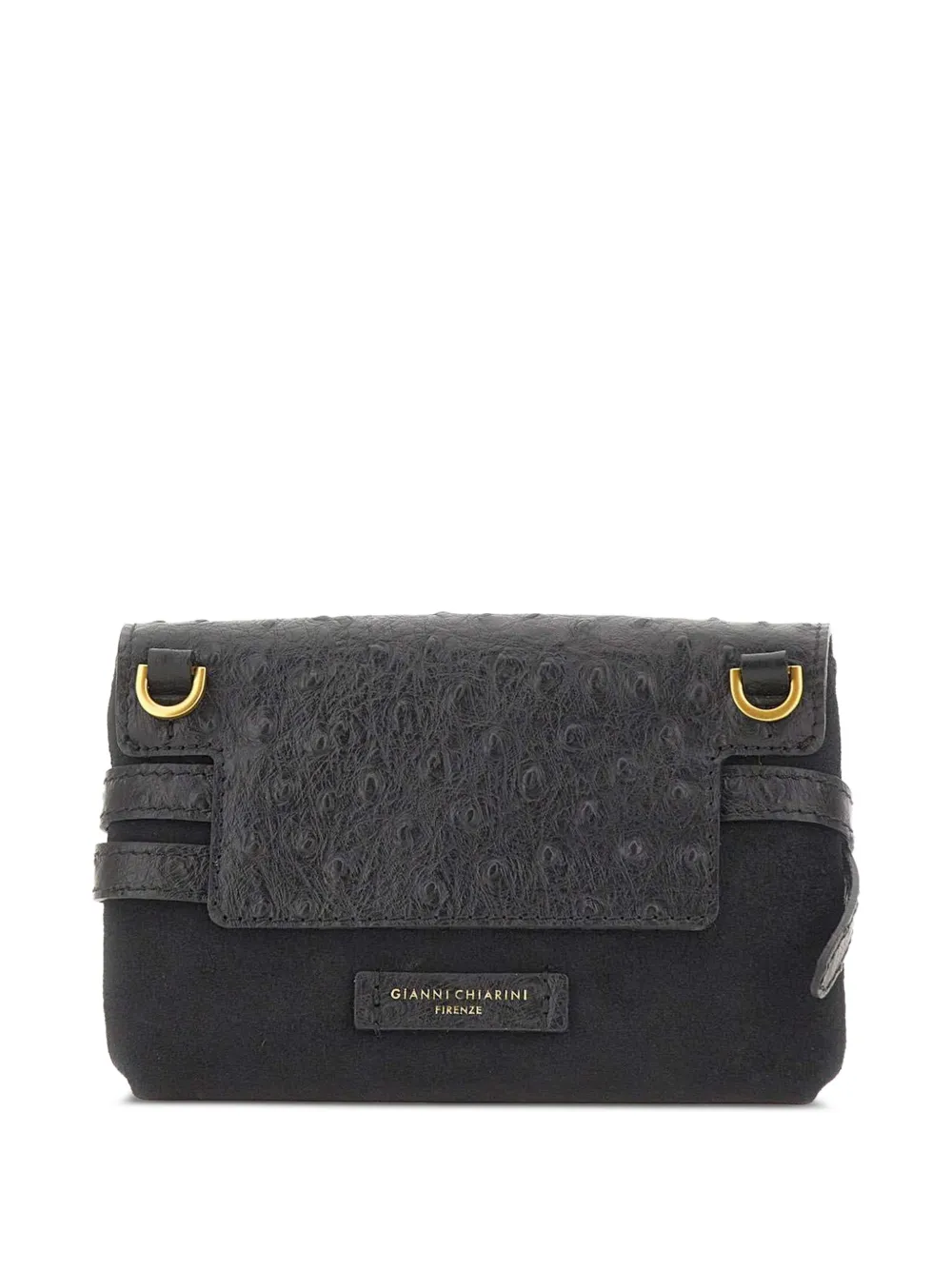 GIANNI CHIARINI Belty ostrich-effect mini bag - Black