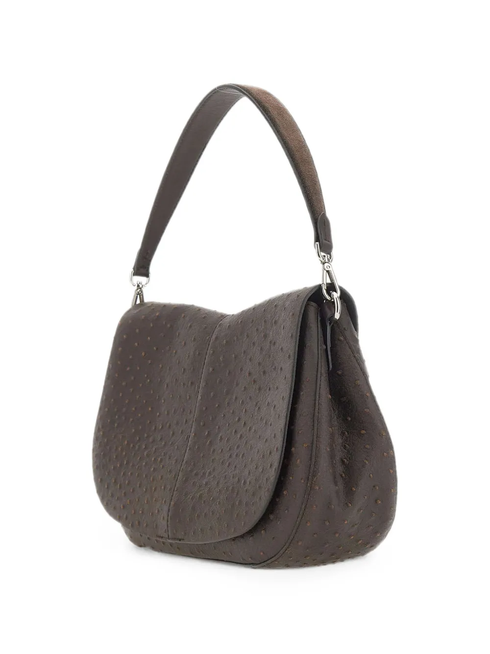 GIANNI CHIARINI Medium Helena Round schoudertas met struisvogel-effect Bruin