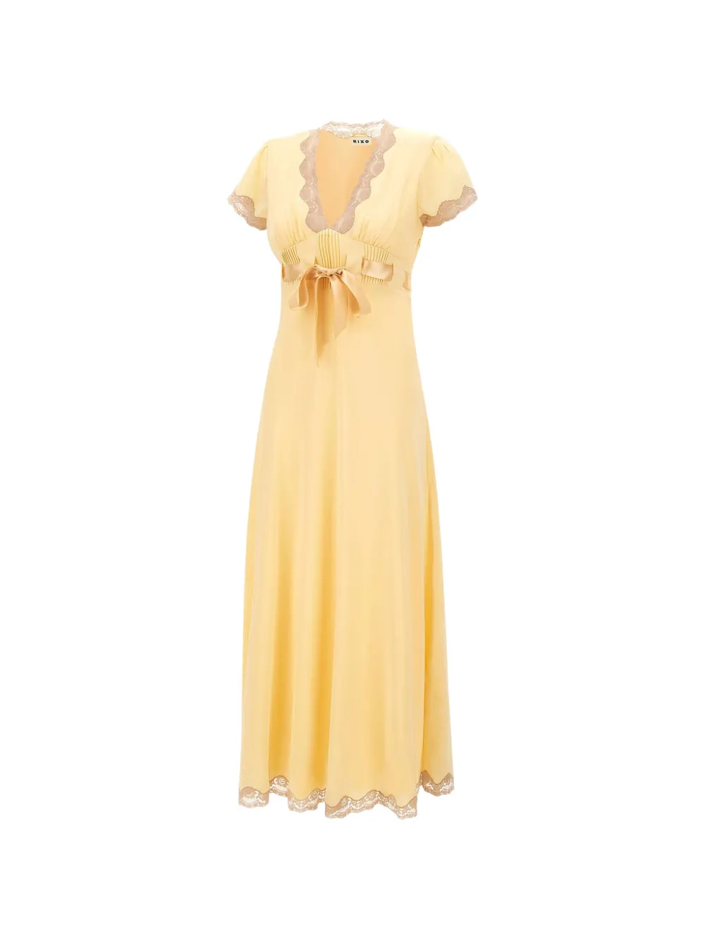 Rixo Marlice lace-trim silk midi dress - Giallo