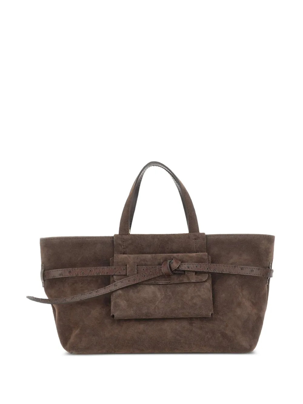 GIANNI CHIARINI Belty suède shopper met struisvogeleffect Bruin