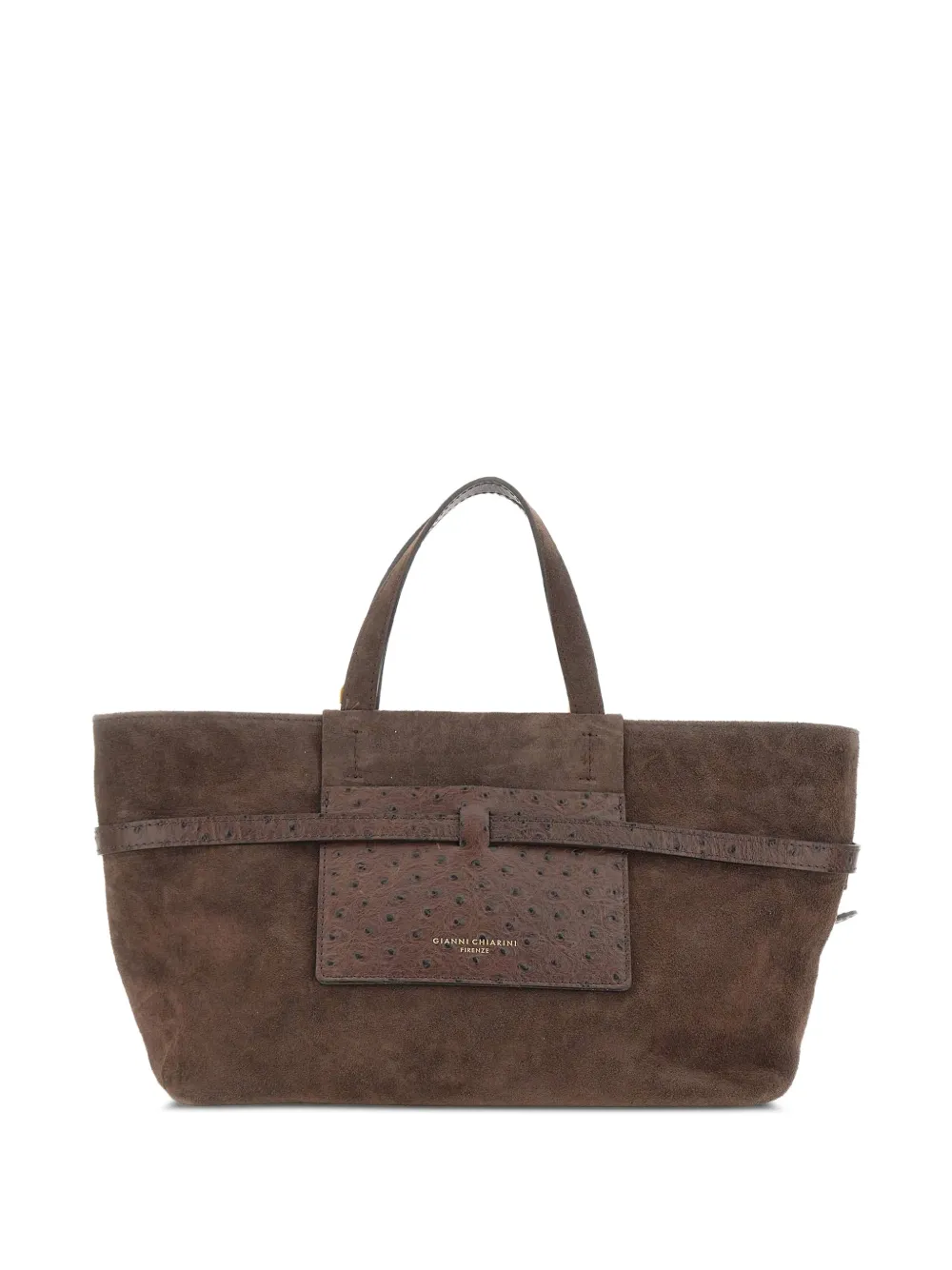 GIANNI CHIARINI Belty ostrich-effect suede tote bag - Marrone