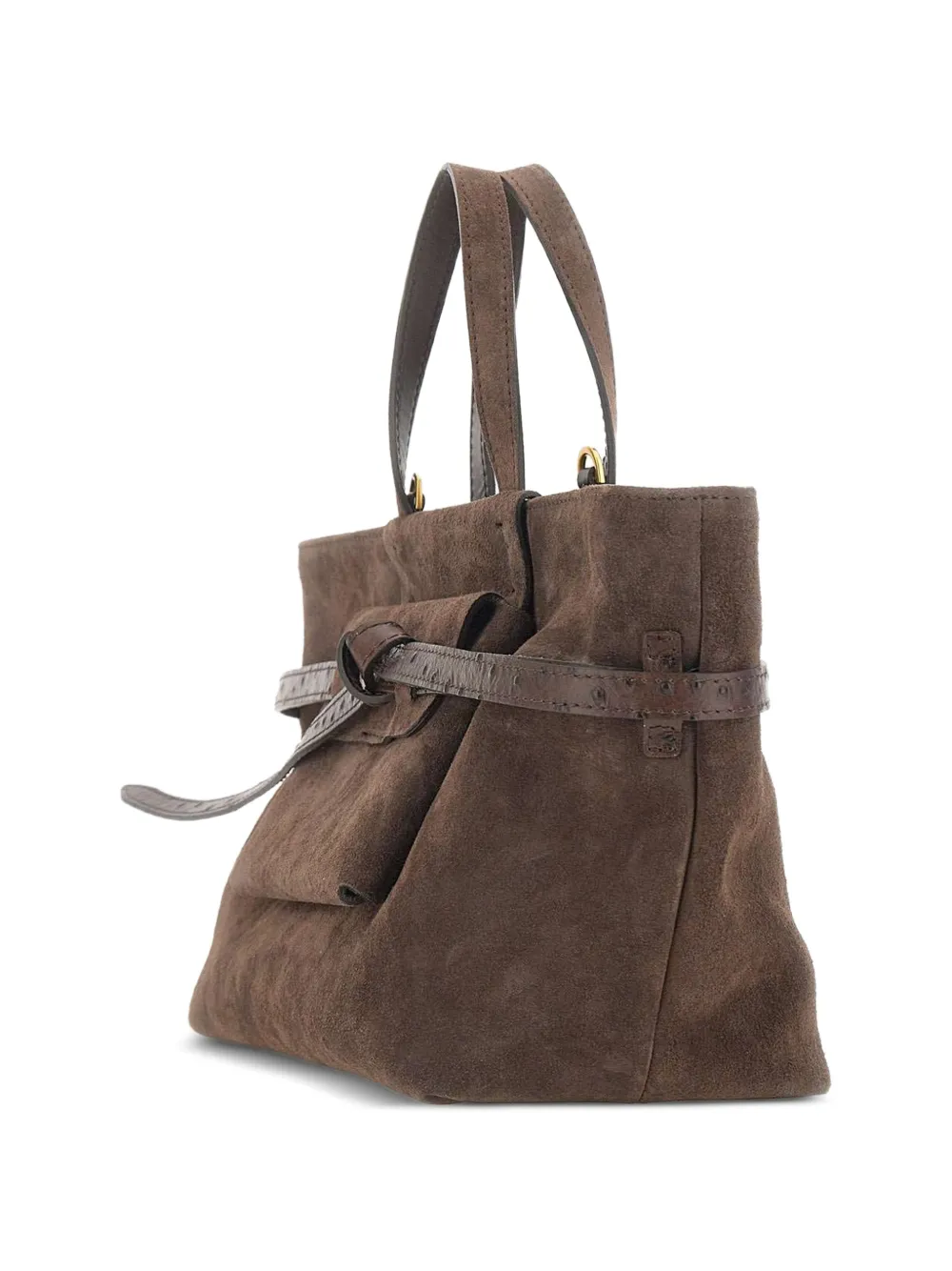 GIANNI CHIARINI Belty suède shopper met struisvogeleffect Bruin