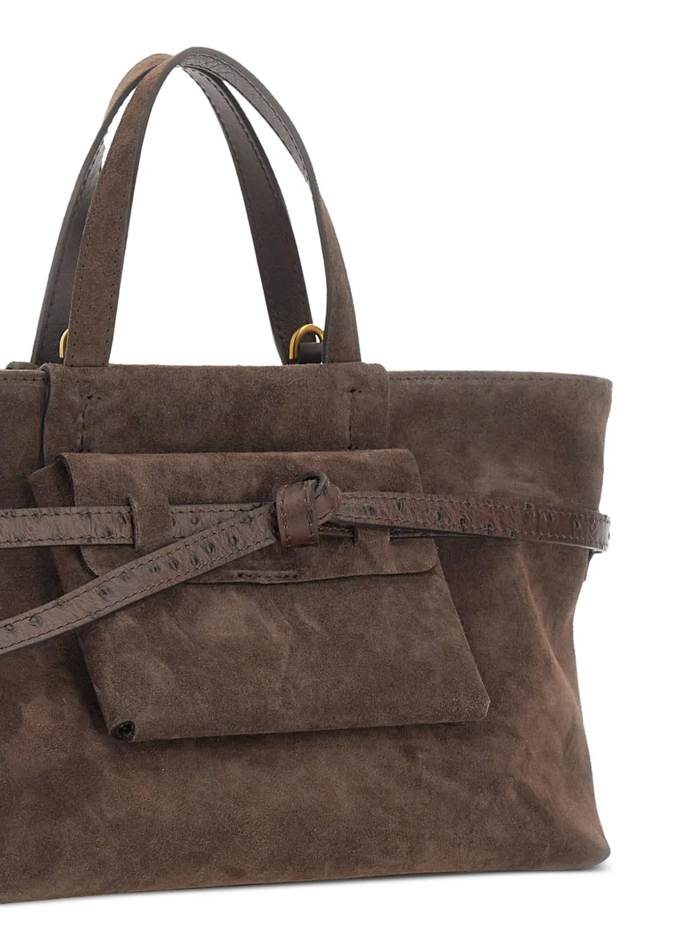GIANNI CHIARINI Belty suède shopper met struisvogeleffect Bruin