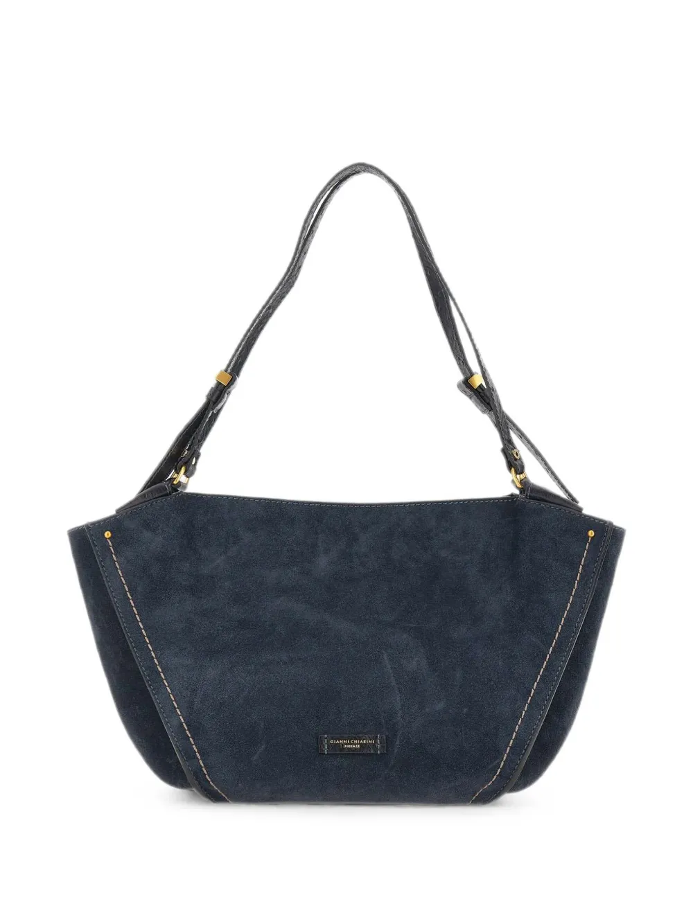 GIANNI CHIARINI Bloom suede shoulder bag - Blu