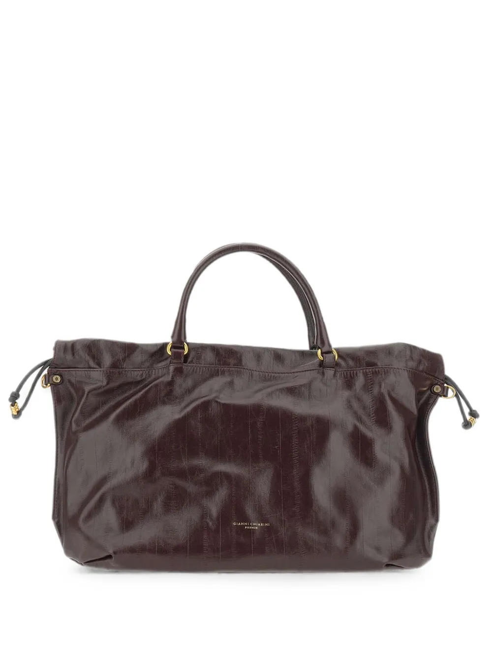 GIANNI CHIARINI large Morgana striped-effect leather tote bag - Marrone