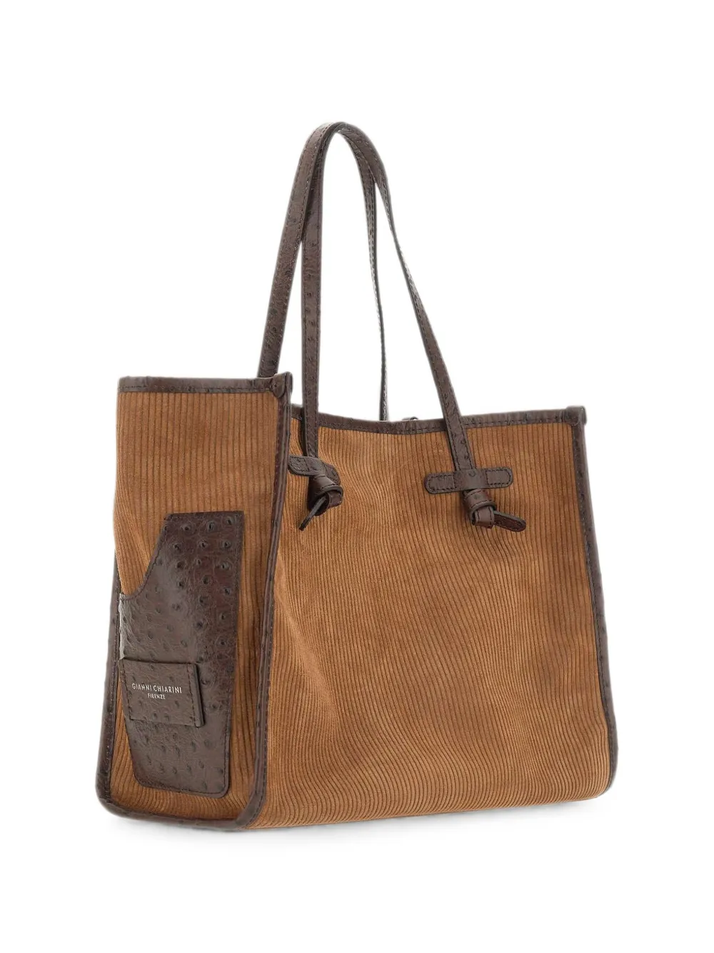 MARCELLA CLUB Marcella grote geribbelde suède schoudertas Beige