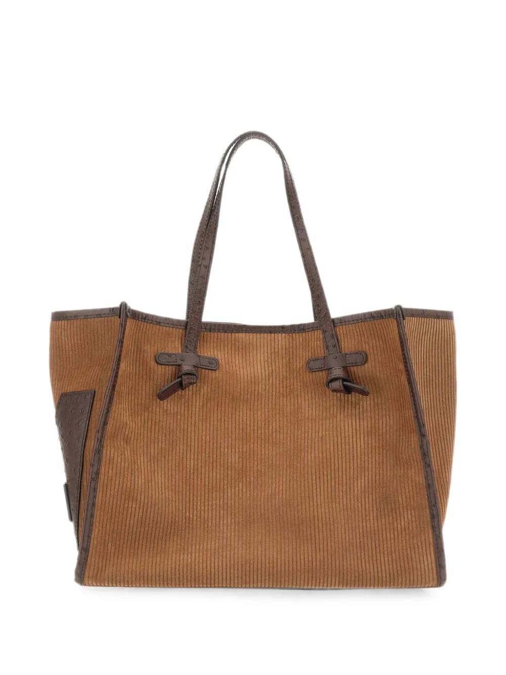 MARCELLA CLUB large Marcella ribbed suede shoulder bag - Neutrals