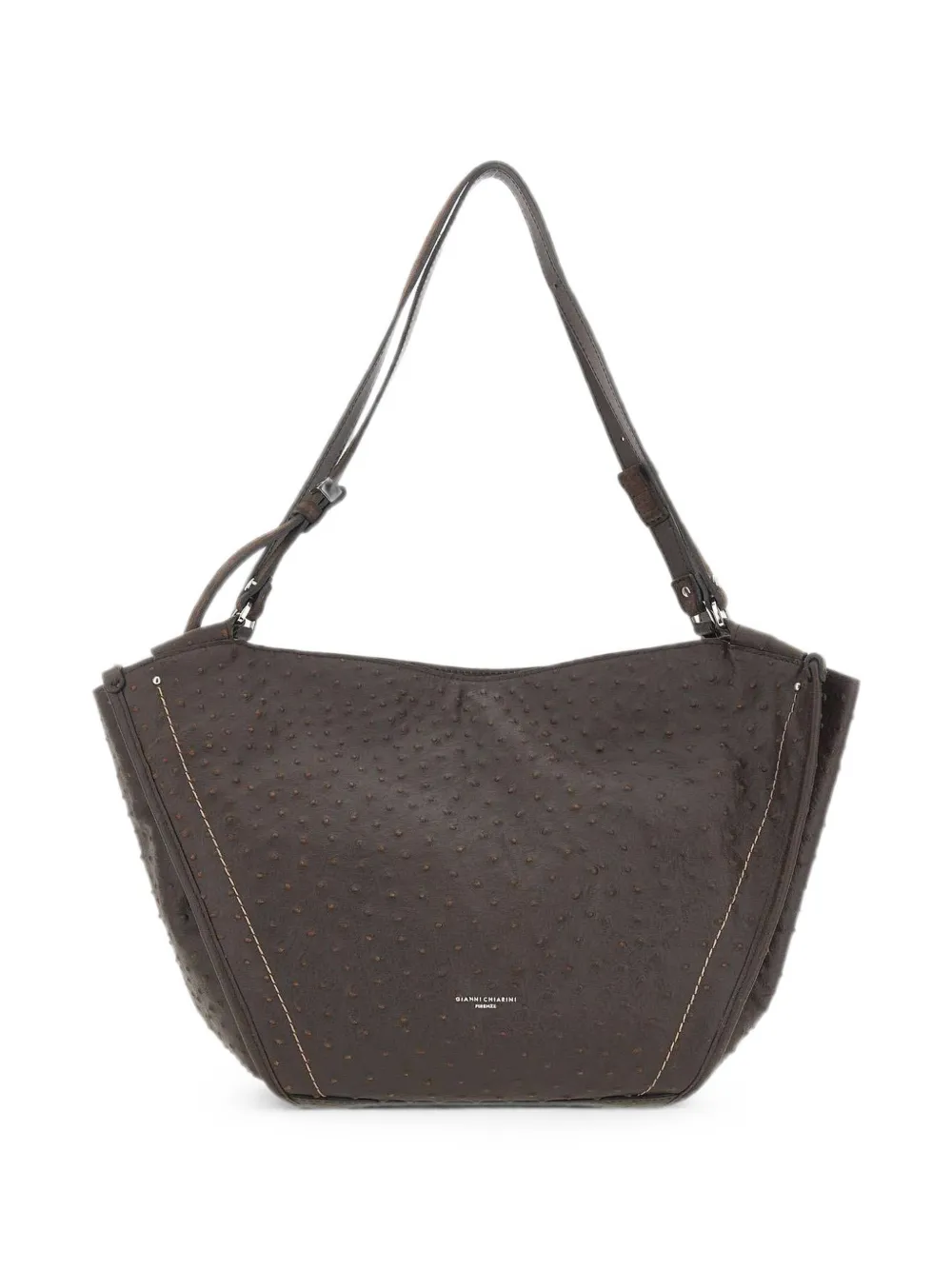 GIANNI CHIARINI Bloom ostrich-effect leather shoulder bag - Marrone