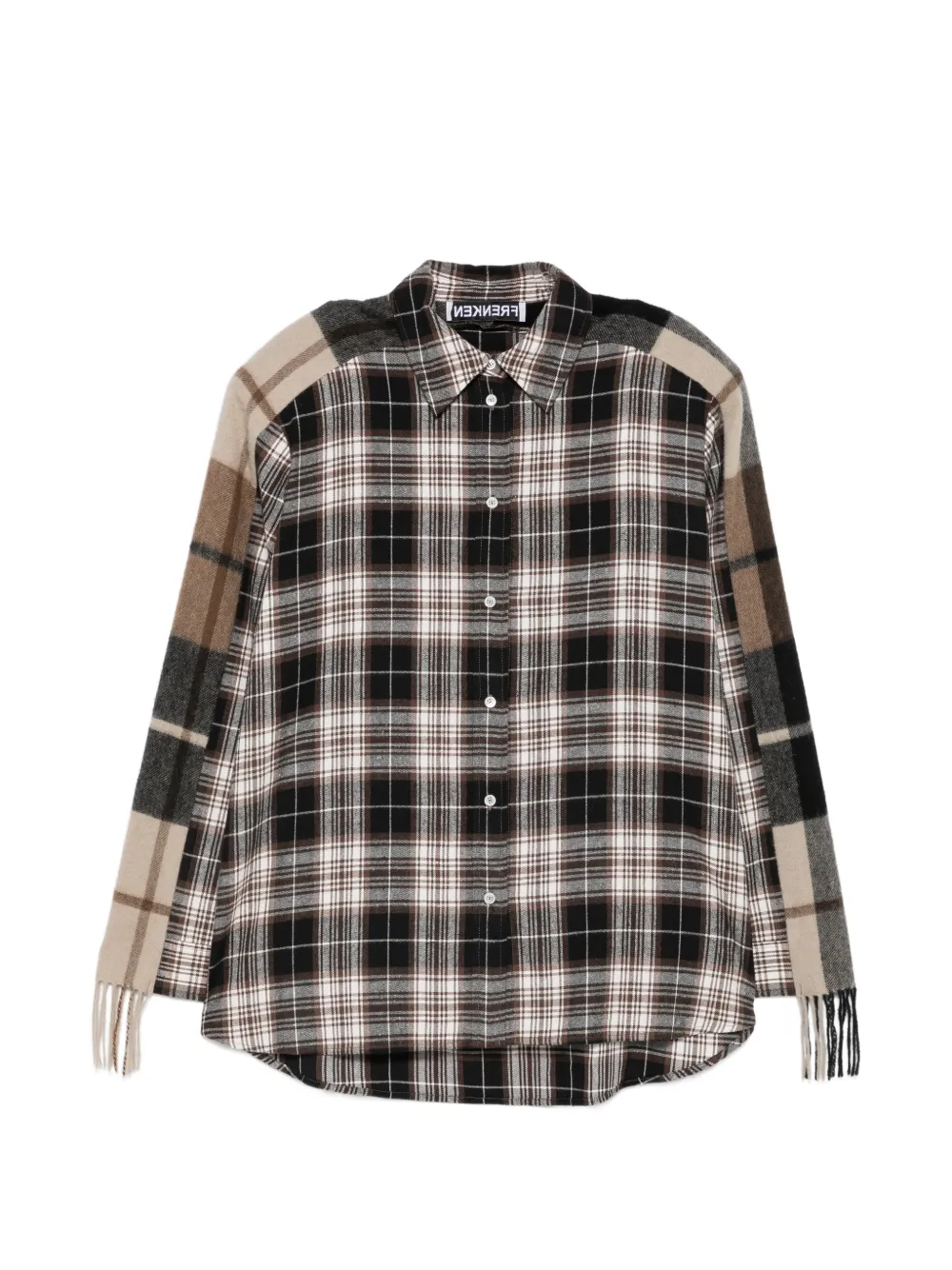 Frenken fringe-trimmed checked shirt