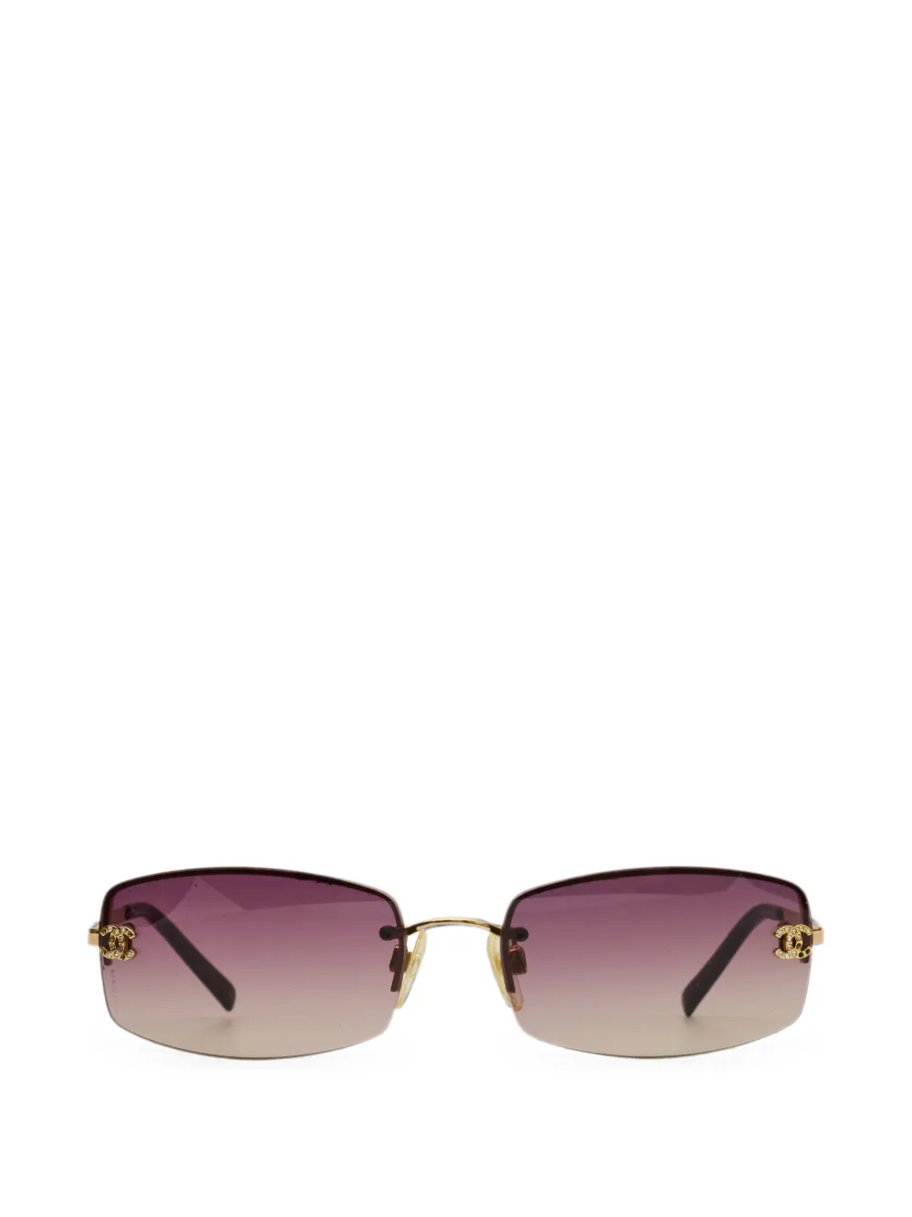 CHANEL Gold-Tone Logo Rimless Sunglasses with Purple Gradient Lenses CHANEL Women\ main image 3