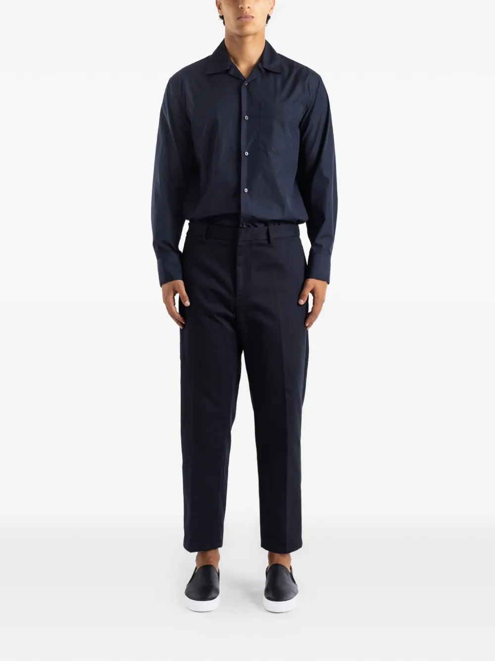 Jil Sander Geplooide broek met toelopende pijpen Blauw