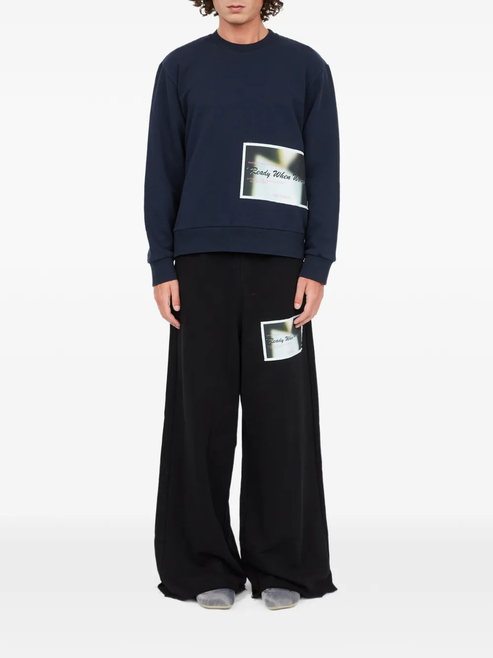 MM6 Maison Margiela Katoenen sweater met patch Blauw