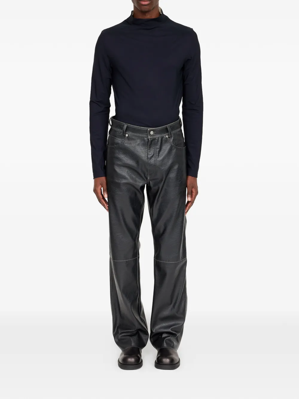 MM6 Maison Margiela Trainingsbroek met leren effect Zwart