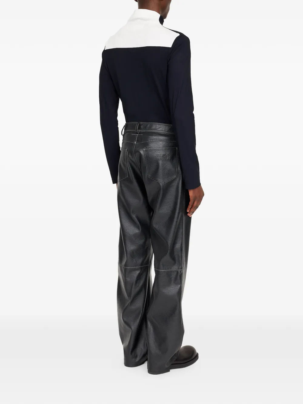 MM6 Maison Margiela Trainingsbroek met leren effect Zwart