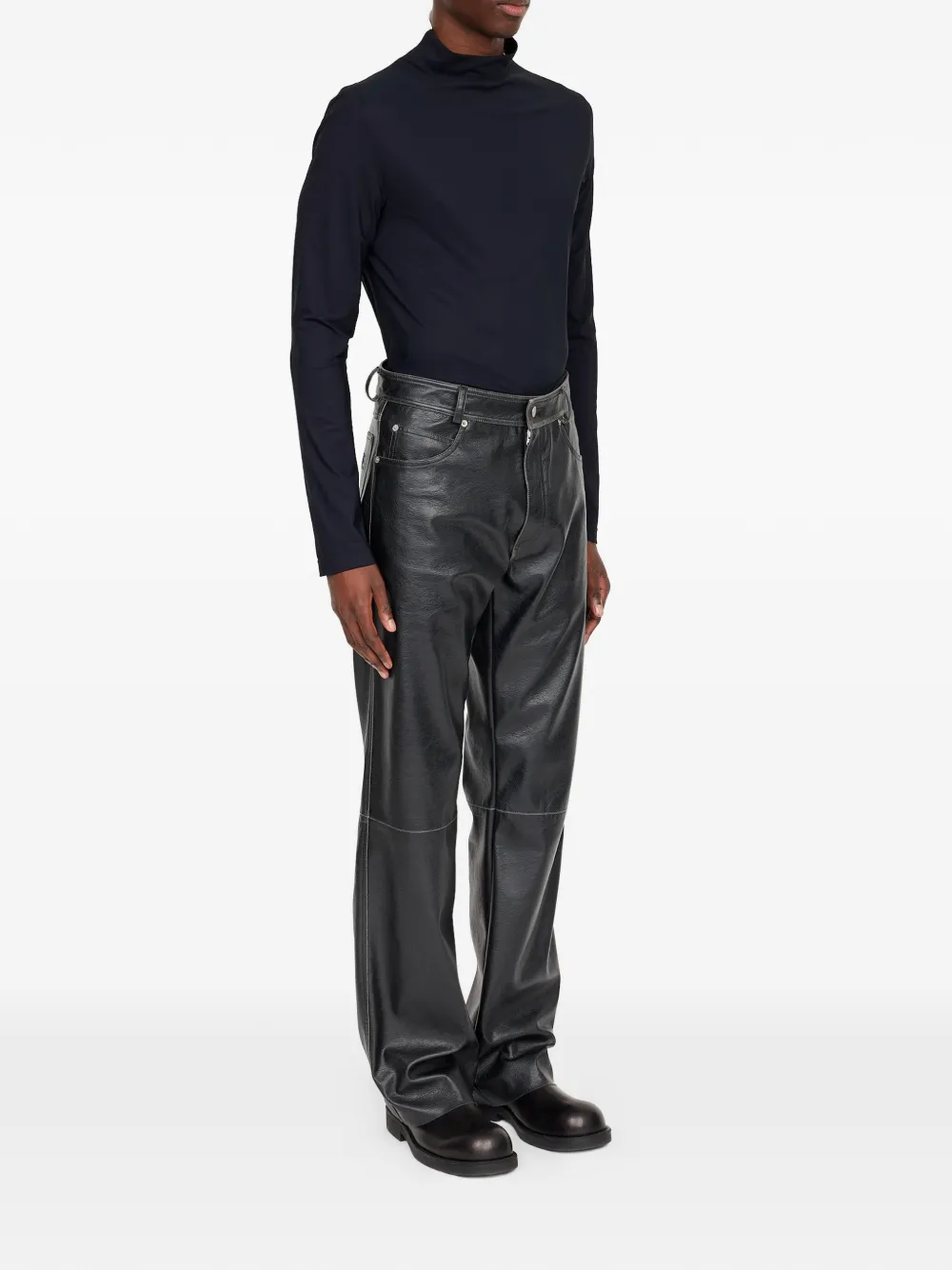 MM6 Maison Margiela Trainingsbroek met leren effect Zwart
