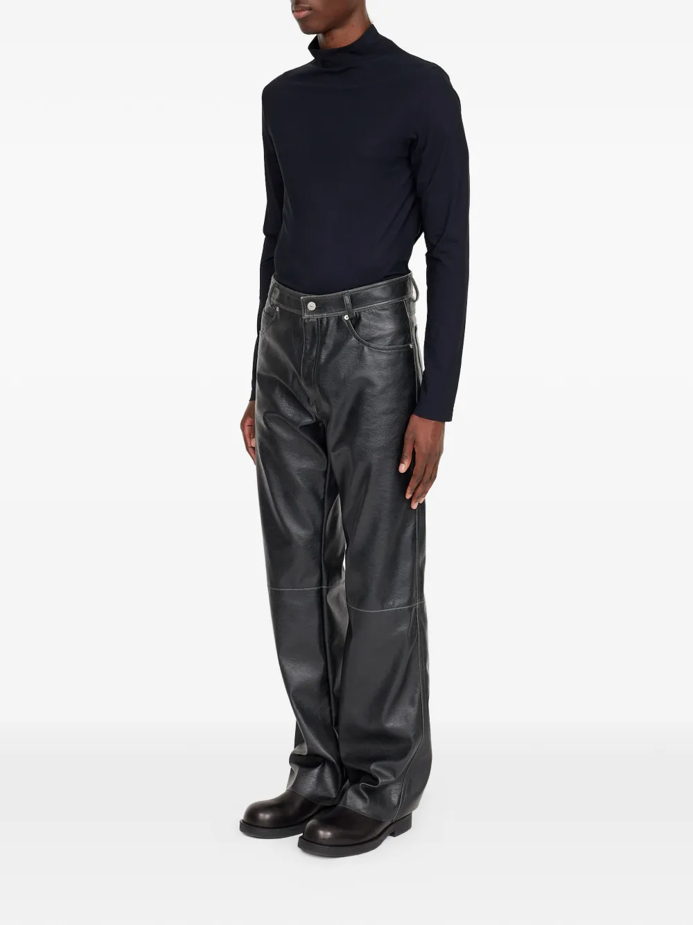 MM6 Maison Margiela Trainingsbroek met leren effect Zwart
