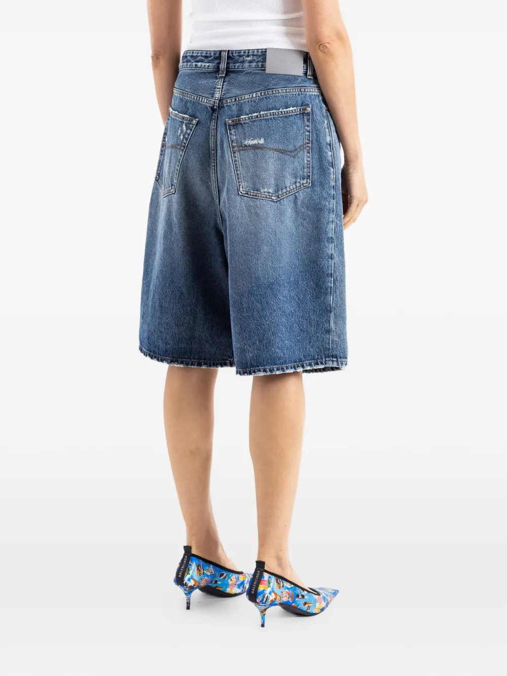 Balenciaga Shorts met omgeslagen pijpen Blauw