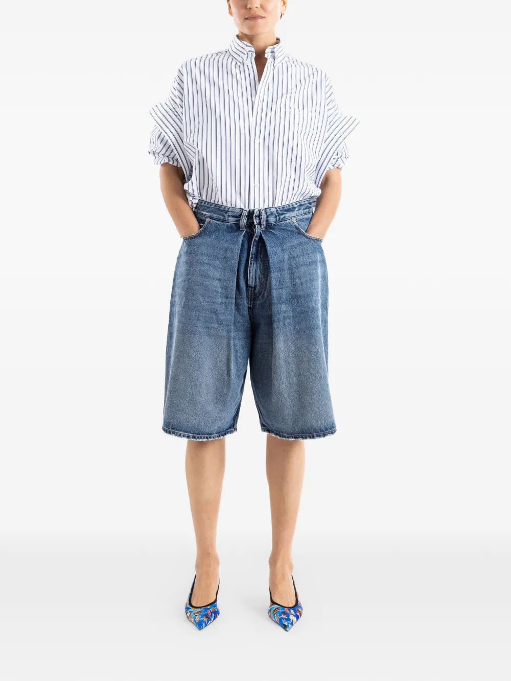 Balenciaga Shorts met omgeslagen pijpen Blauw