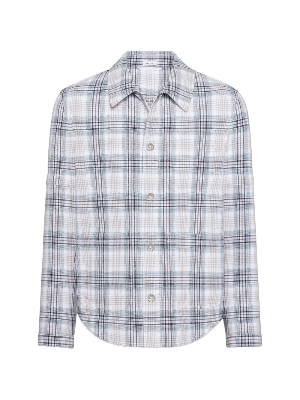 Thom Browne windowpane-plaid shirt jacket - Bianco