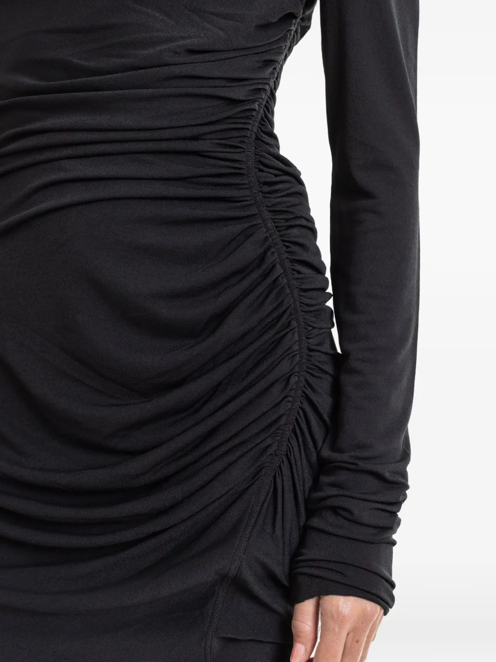 Rick Owens Svita mini-jurk met ruches en asymmetrische hals Zwart