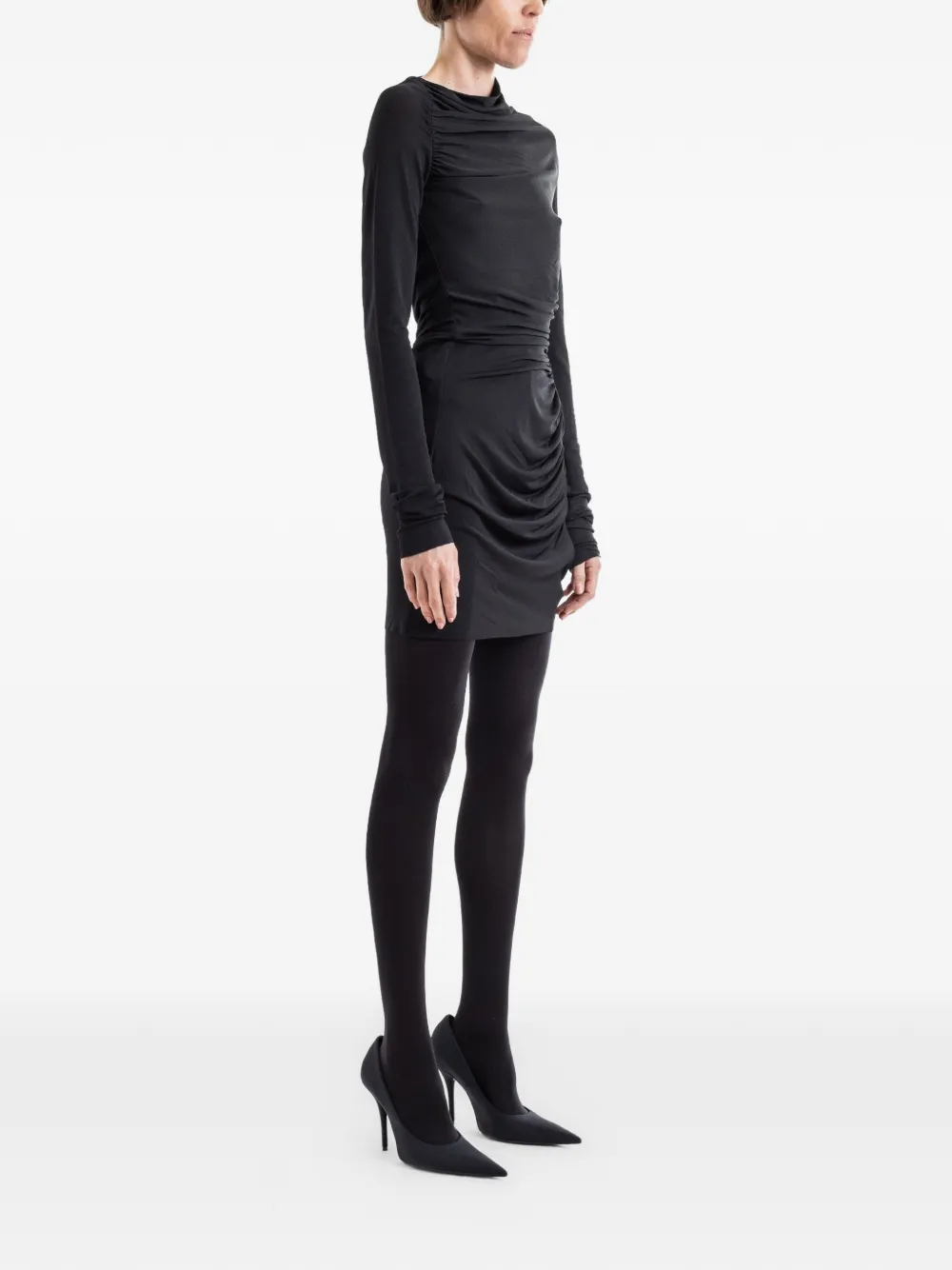 Rick Owens Svita mini-jurk met ruches en asymmetrische hals Zwart