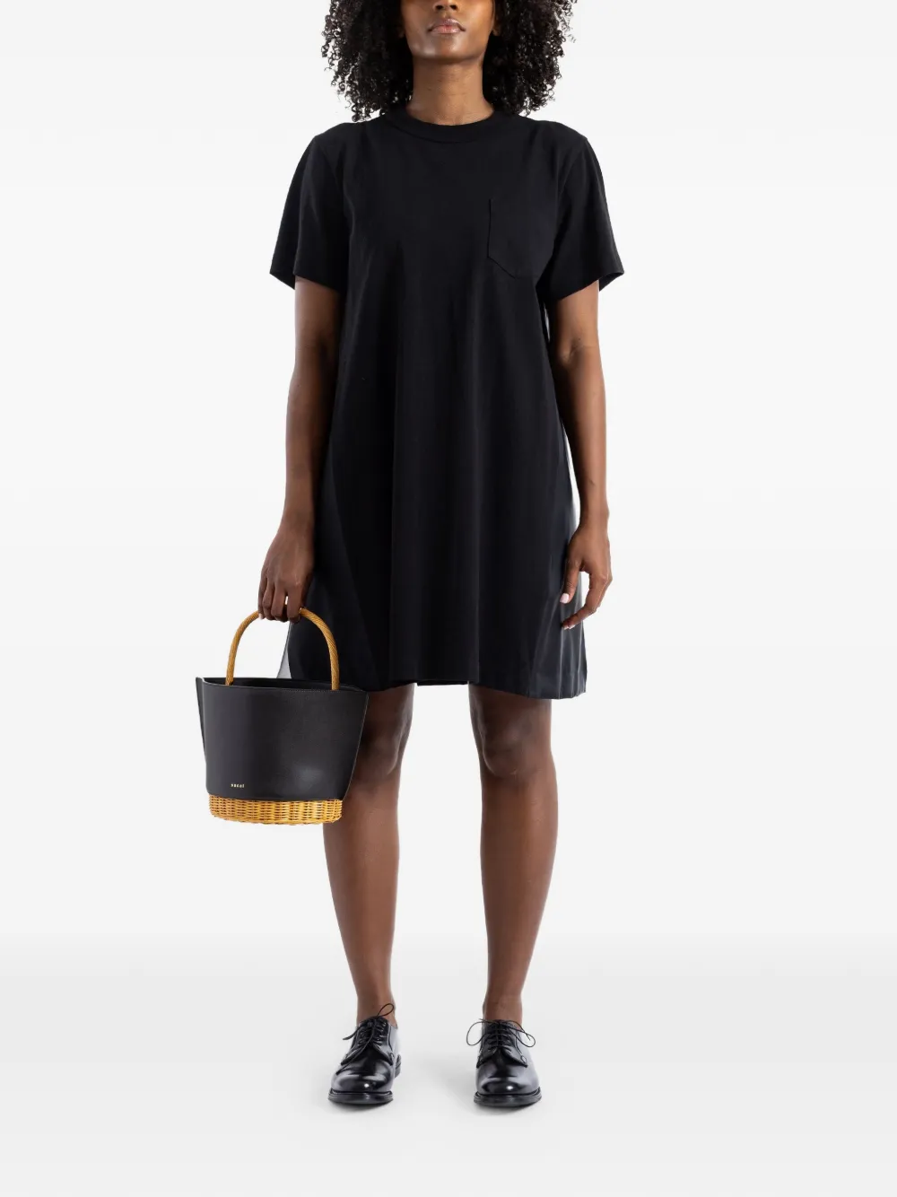 sacai hybrid panelled mini dress - Nero