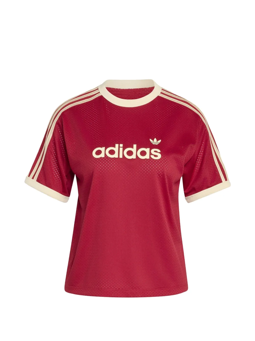 adidas logo-print mesh T-shirt - Rosso