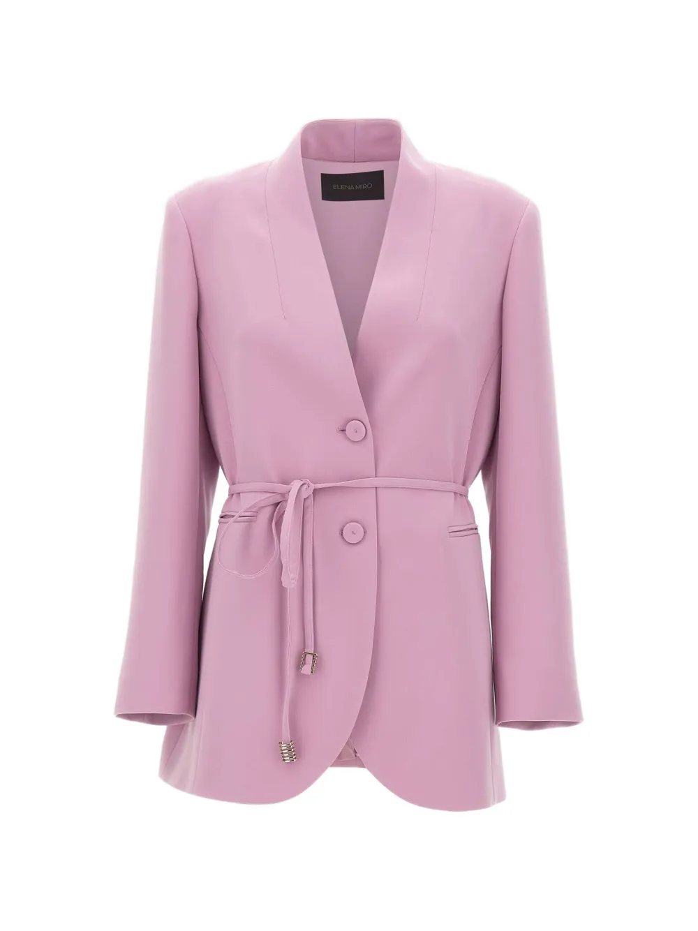 ELENA MIRÒ belted collarless blazer - Pink