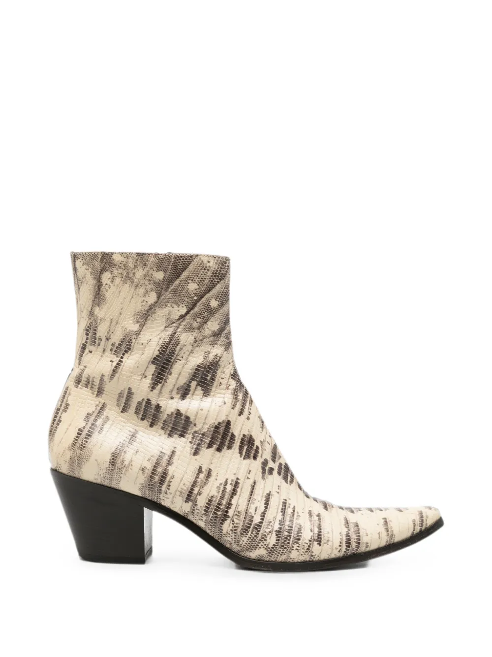 Miu Miu Pre-Owned 2000s snakeskin-effect point-toe ankle boots - Nude