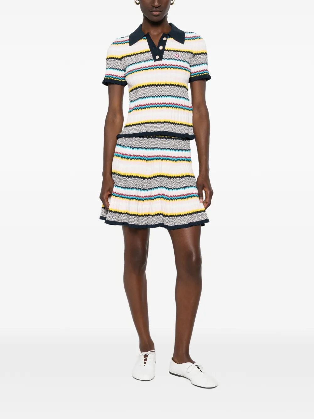 Casablanca Mini-rok met chevron streep Blauw