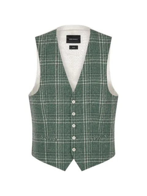 RAMON SANJURJO check-pattern silk waistcoat