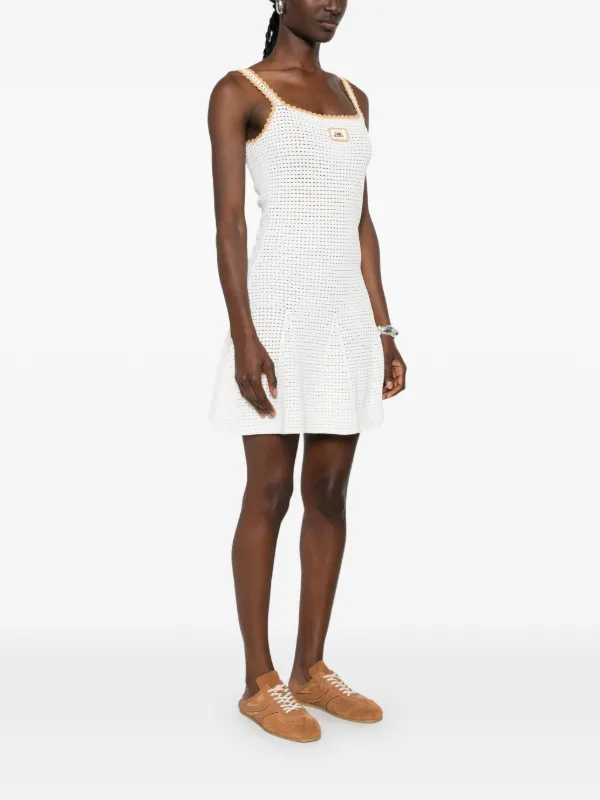 casablanca crochet dress crochet-knit logo-patch Mini | White Pulls over jen6/13 Maxi dress Knot/Twist Short Sleeve One Color:Periwinkle Pearl