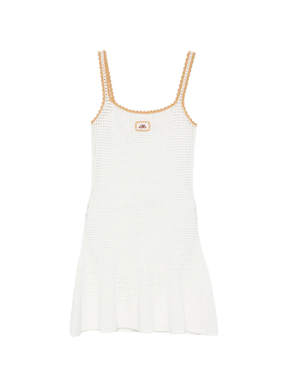 Casablanca crochet-knit logo-patch mini dress - Weiß