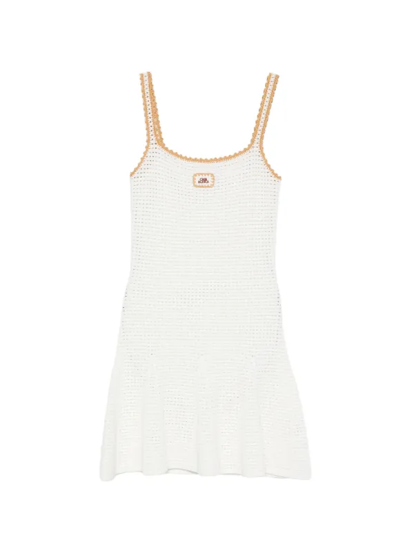casablanca knit dress Casablanca crochet-knit logo-patch Mini Dress | White
