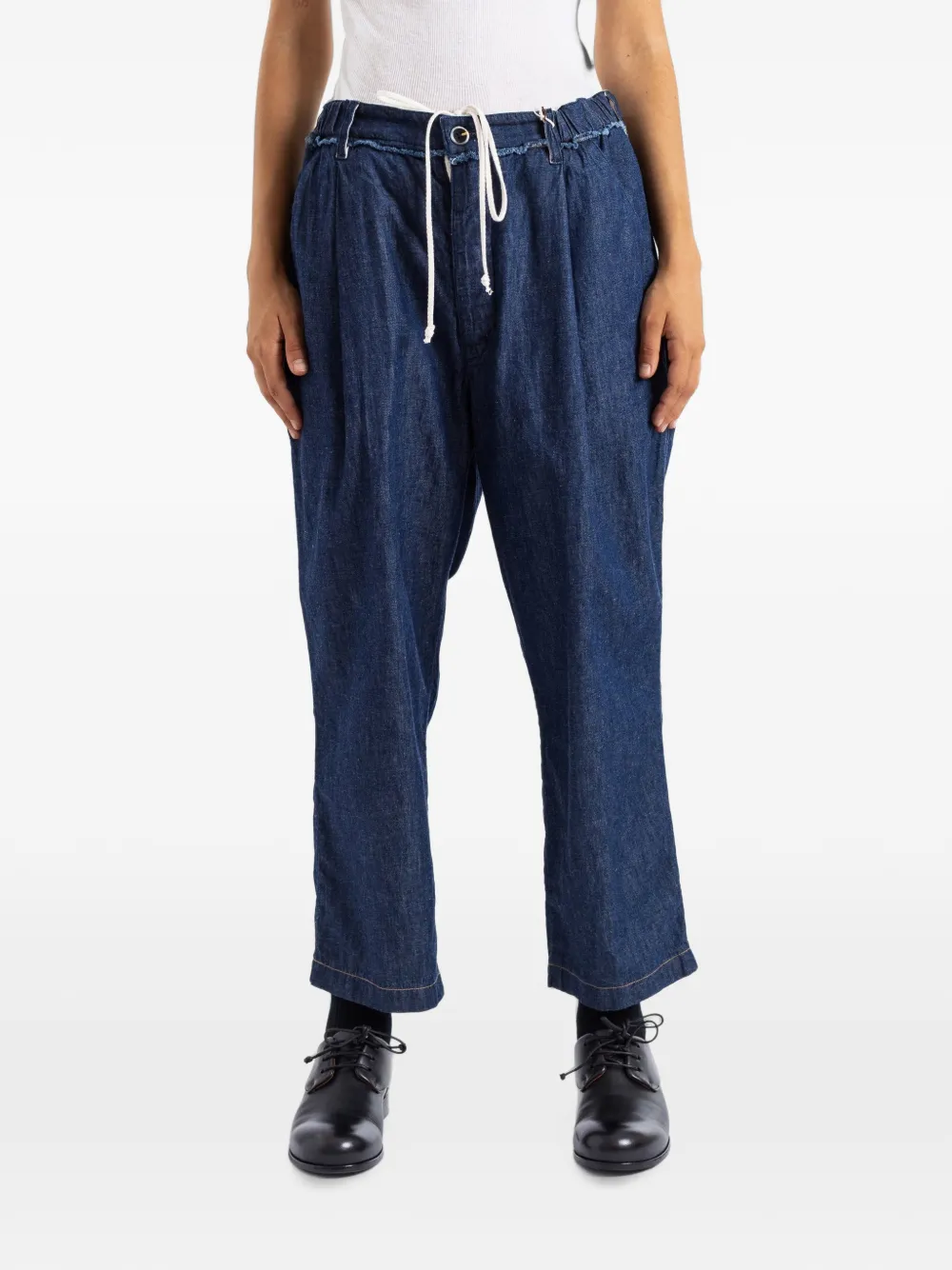 COTTLE Gurkha pleated drawstring-waist jeans - Blu