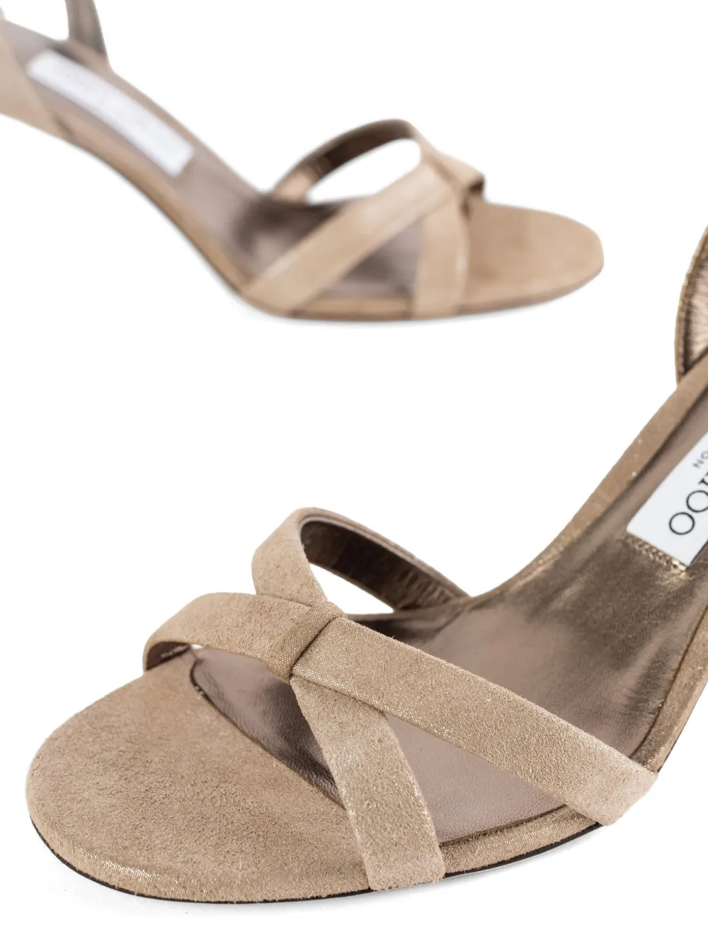 Jimmy Choo Elsy shimmer-suede sandals Beige