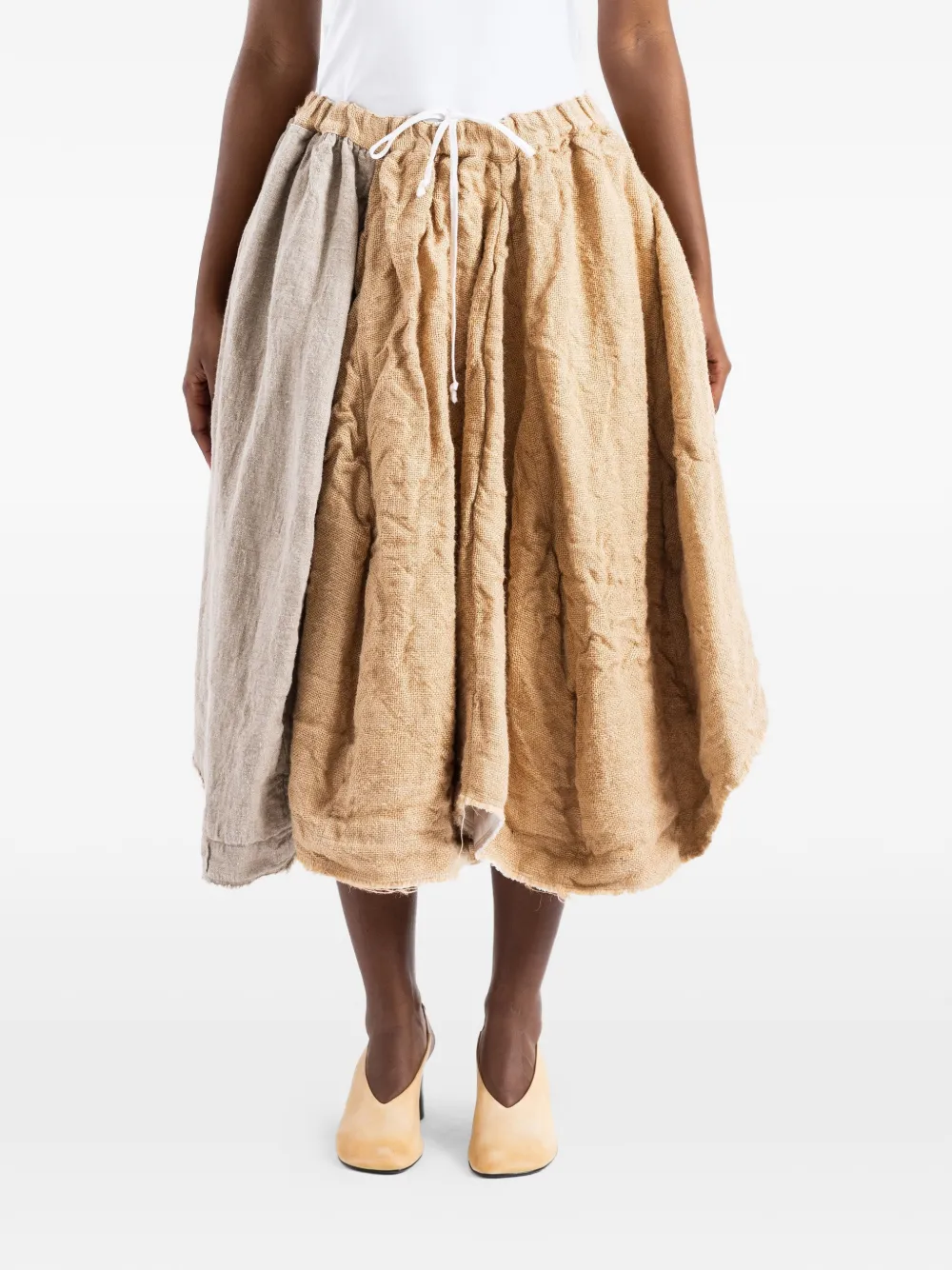 Comme Des Garçons textured drawstring midi skirt - Gelb