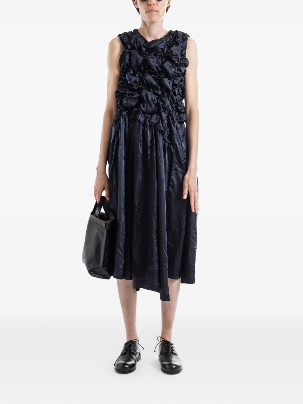 Comme Des Garçons crinkled sculpted-bust midi dress - Blue