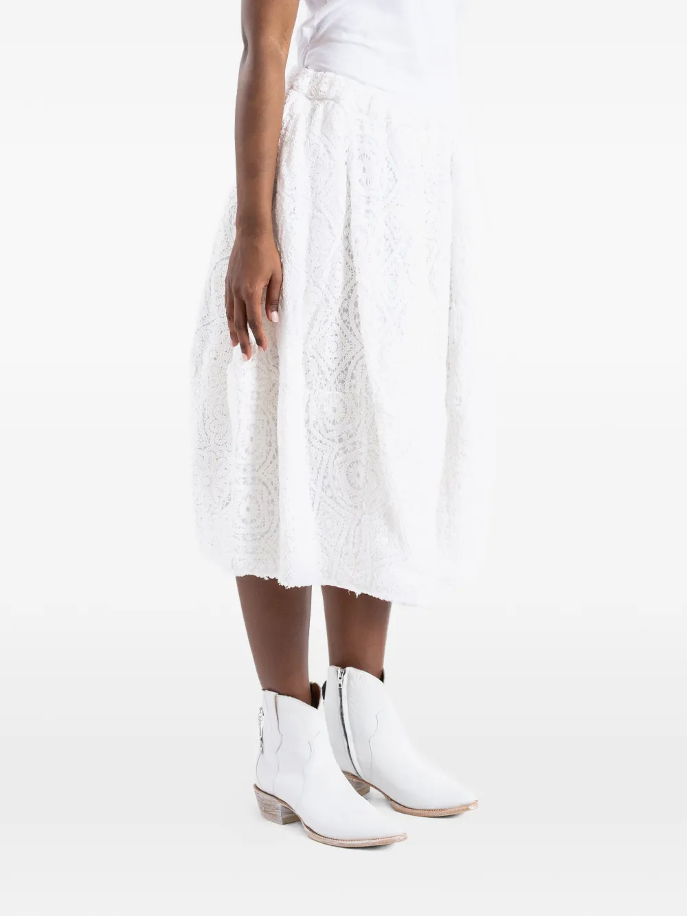 Comme Des Garçons Rok met kanten laag en gerafelde afwerking Wit