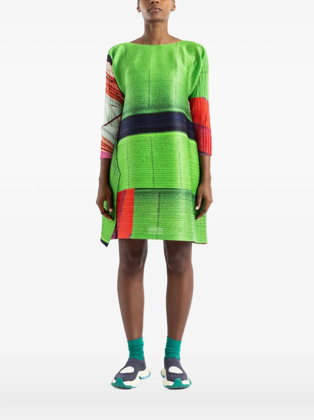 Pleats Please Issey Miyake City Collage pleated tunic - Grün