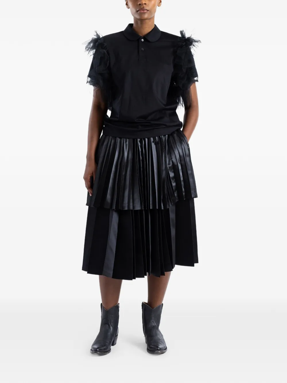 Black Comme Des Garçons Midi-plooirok Zwart
