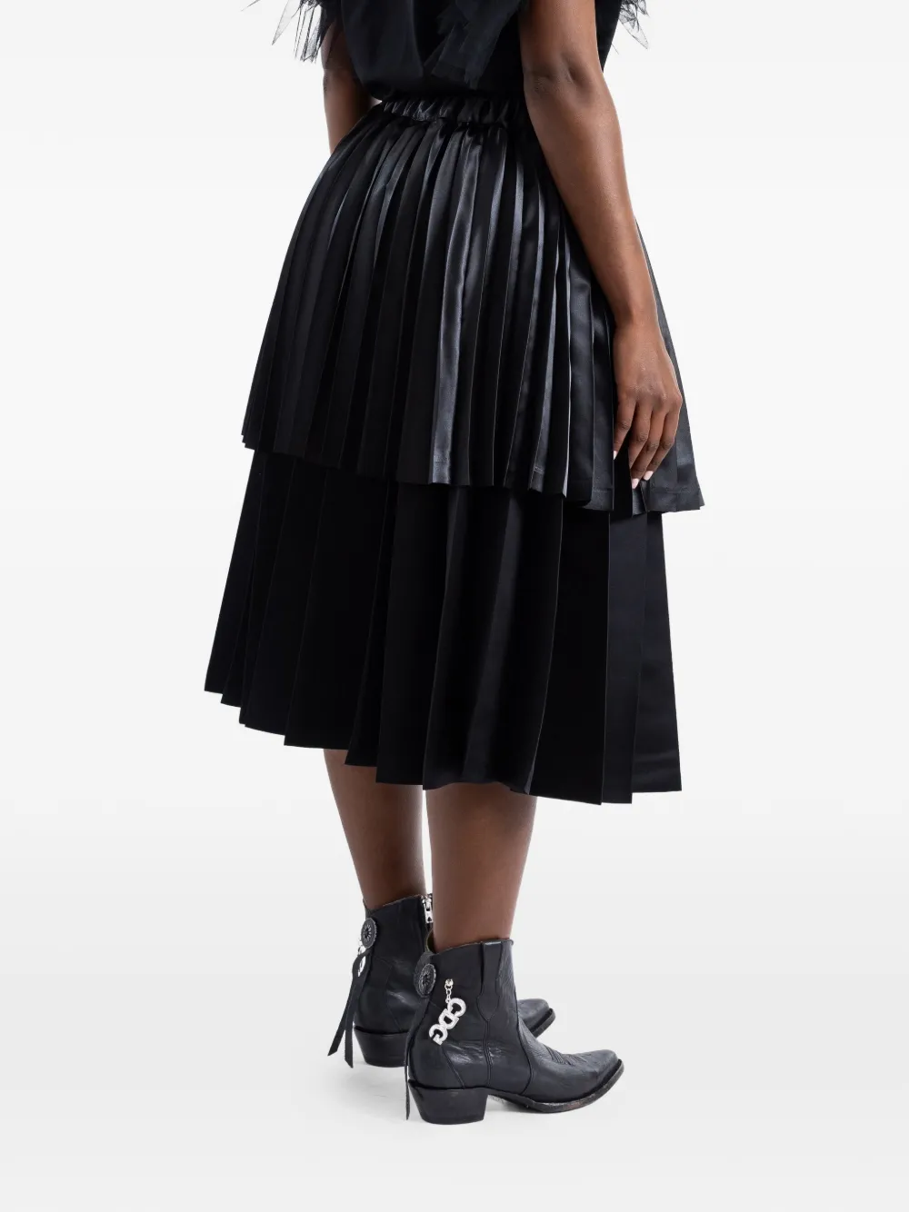 Black Comme Des Garçons Midi-plooirok Zwart