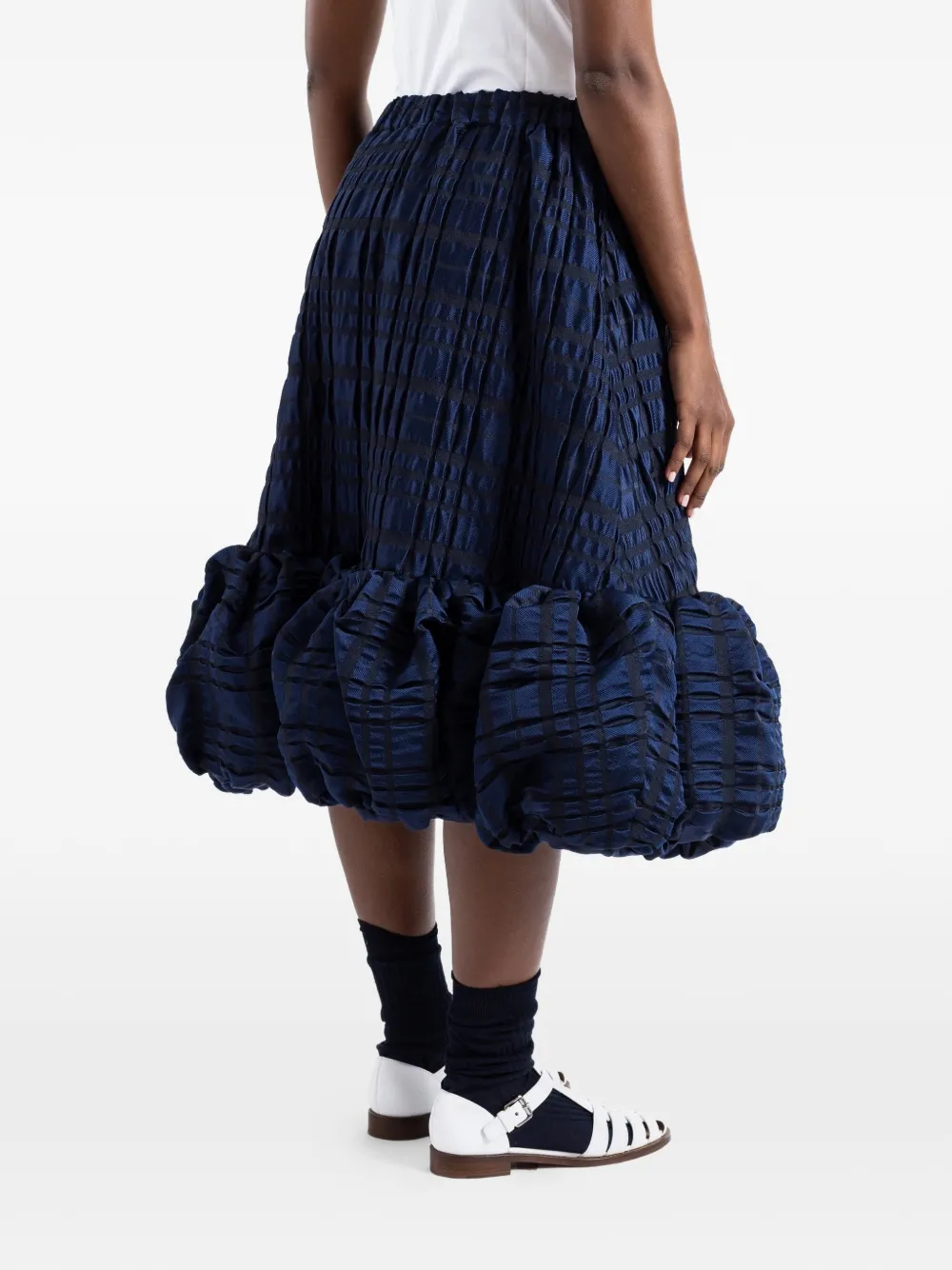 Noir Kei Ninomiya Midi-rok met ruches en gebobbelde afwerking Blauw