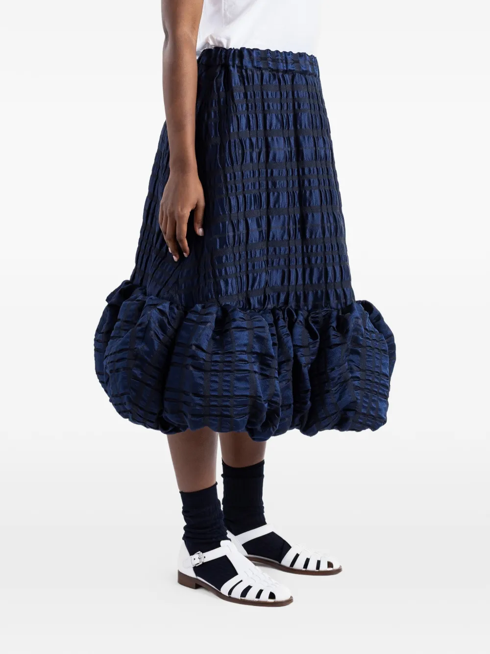 Noir Kei Ninomiya Midi-rok met ruches en gebobbelde afwerking Blauw
