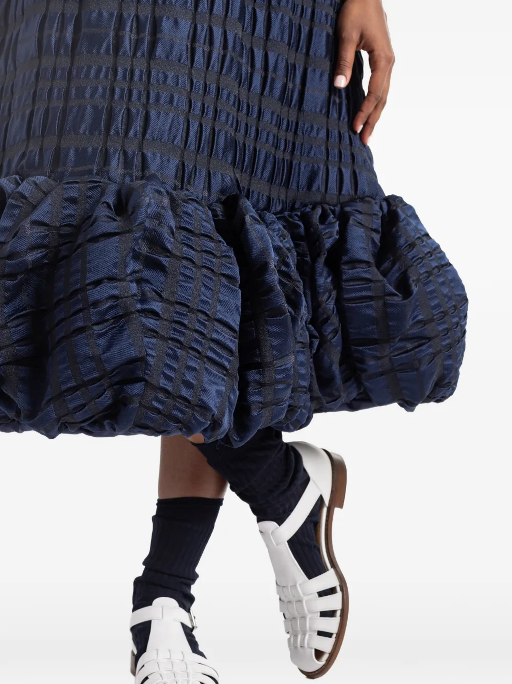 Noir Kei Ninomiya Midi-rok met ruches en gebobbelde afwerking Blauw