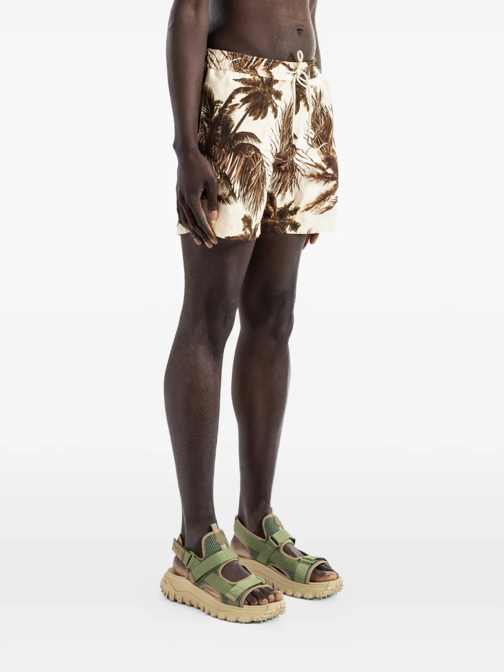 Moncler Zwembroek met palmprint Beige