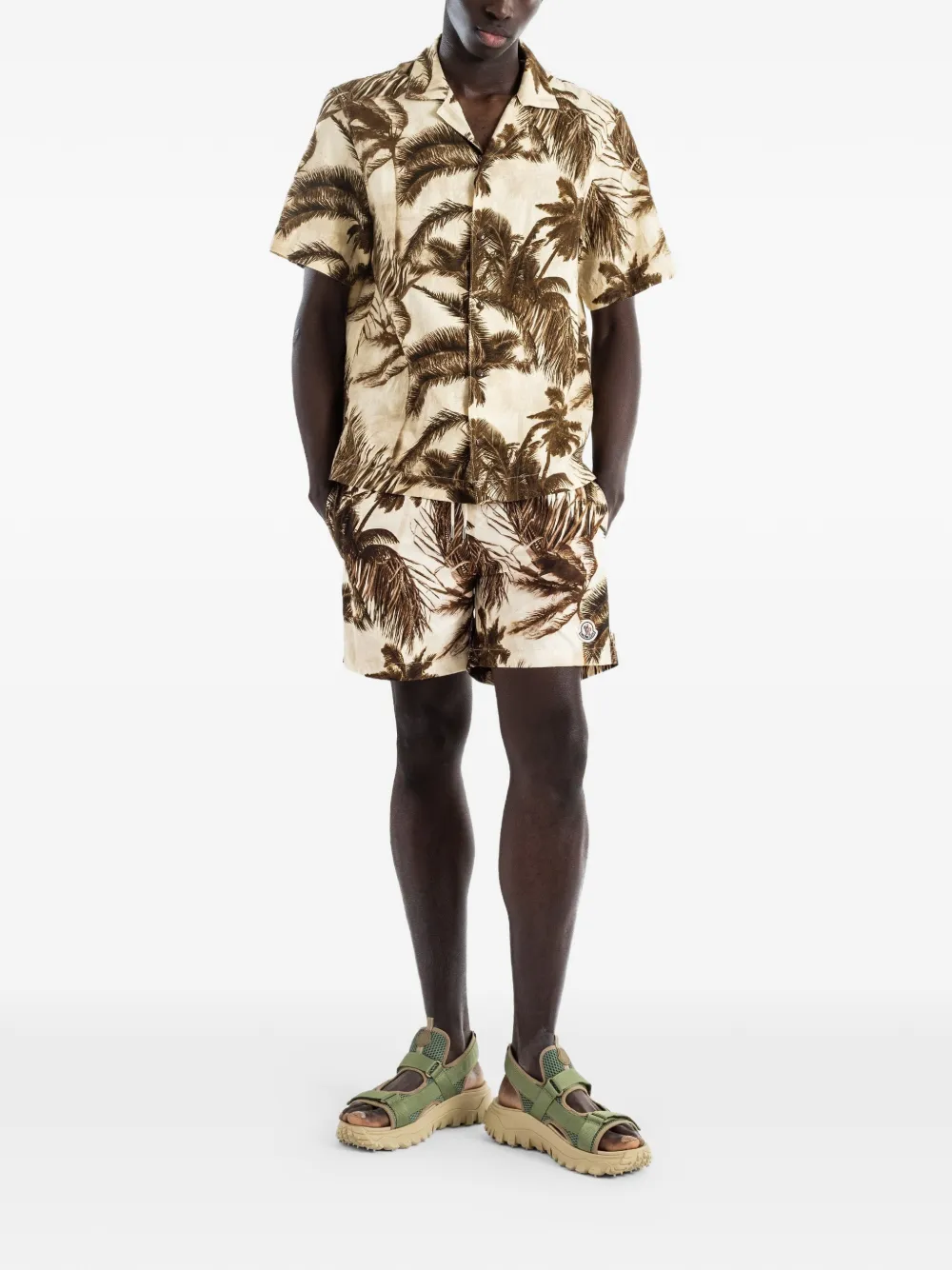 Moncler Zwembroek met palmprint Beige